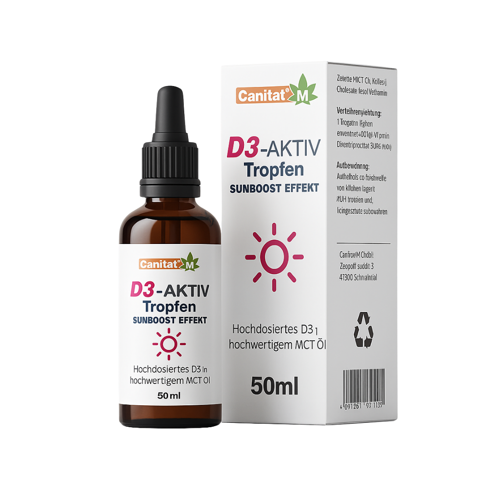 Vitamin D3 Tropfen 1000 I.E. – Sunboost Effekt | 50 ml | Hochdosiert | Canitat M®