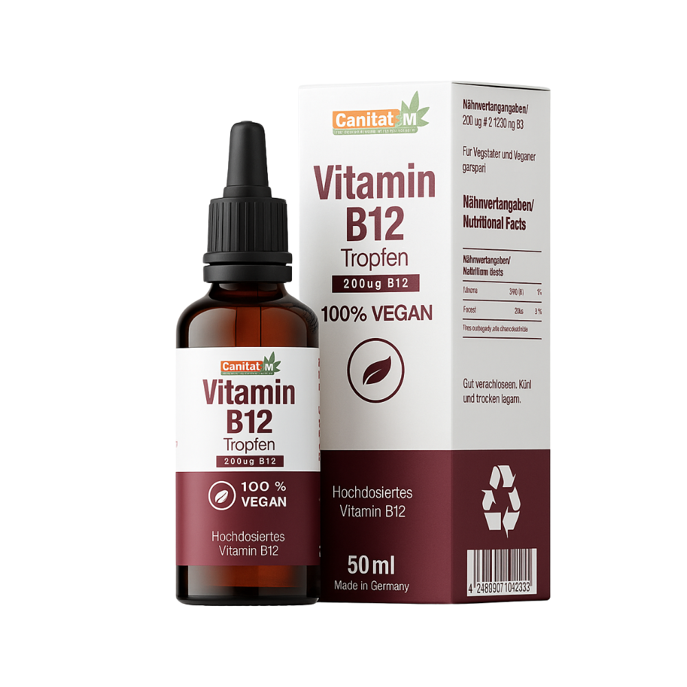 Vitamin B12 Tropfen – 50 ml | Hochdosiert, vegan & bioverfügbar| Canitat M®