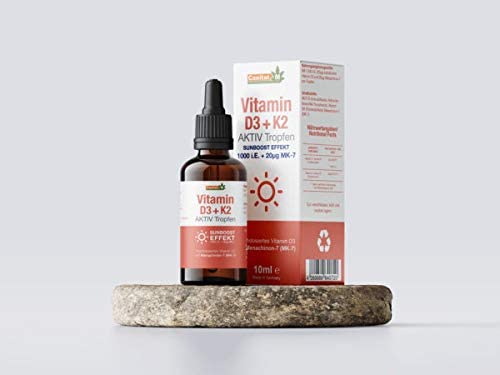 Vitamin D3 + K2 Aktiv Tropfen – Sunboost Effekt – 1.000 I.E. – 10 ml | Canitat M®