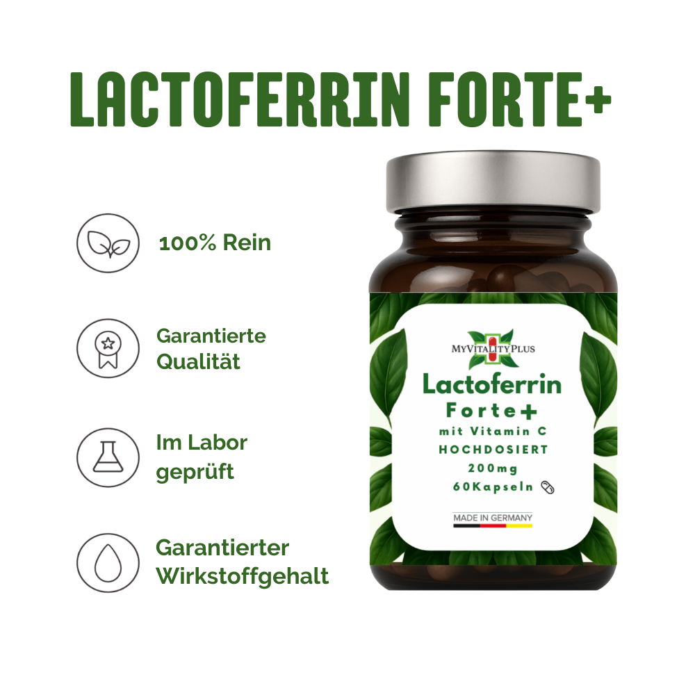 MyVitalityPlus Lactoferrin 200mg + Vitamin C Kapseln für ein starkes Immunsystem