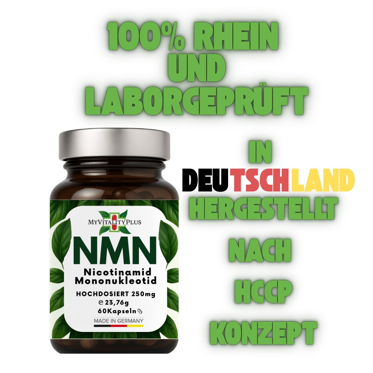 NMN Kapseln | Hochdosiert | 500mg Tagesdosis | von MyVitalityPlus