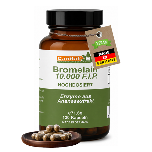 Bromelain 10.000 F.I.P. – Hochdosiertes Bromelain aus Ananas | 120 Kapseln | Canitat® M