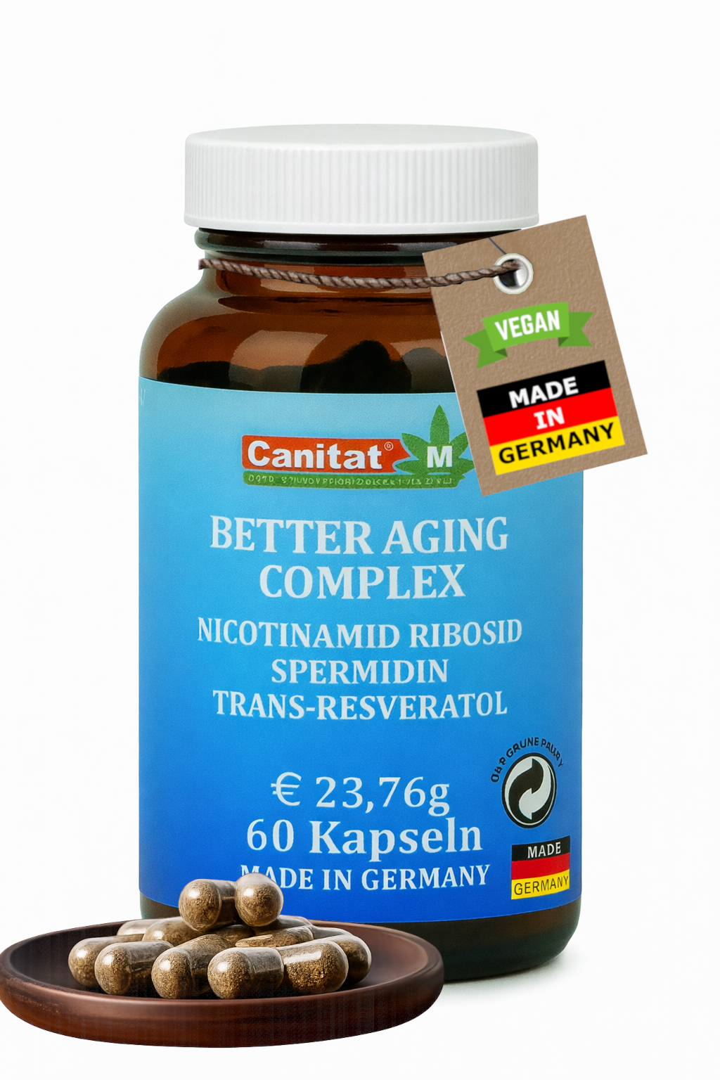 NAD+ | Nicotinamid Ribosid + Trans-Resveratol + Spermidin | Better Aging Complex | Canitat M