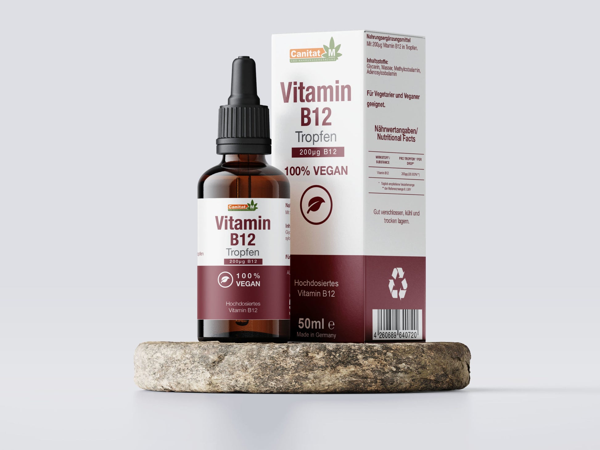 Vitamin B12 Tropfen – 50 ml | Hochdosiert, vegan & bioverfügbar| Canitat M®
