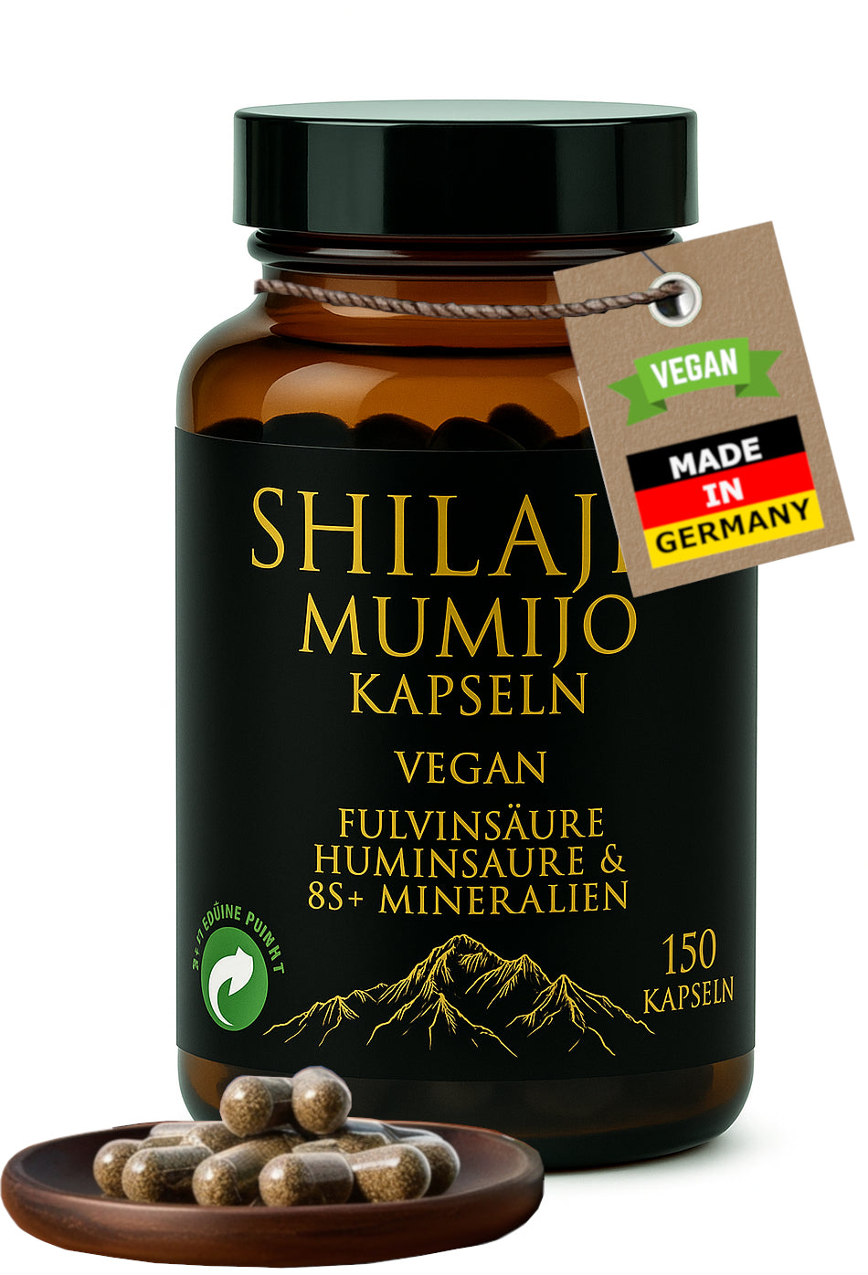Canitat M Shilajit Mumijo Kapseln – 150 vegane Kapseln | 1000 mg Shilajit Extrakt pro Tagesportion