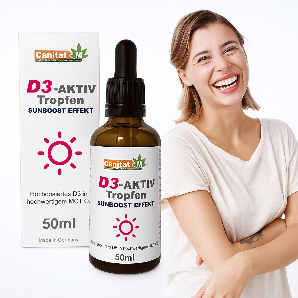 Vitamin D3 Tropfen 1000 I.E. – Sunboost Effekt | 50 ml | Hochdosiert | Canitat M®
