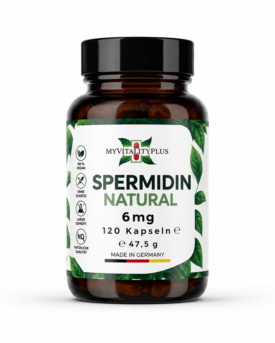MyVitalityPlus Spermidin Natural – 6 mg Spermidin aus Weizenkeimextrakt – 120 Kapseln