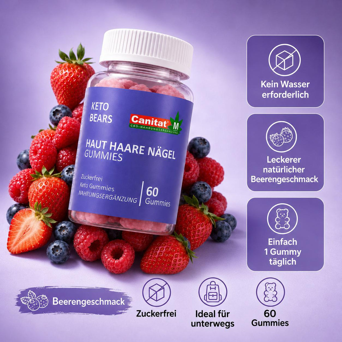 Haut Haare Nägel Gummies von Canitat M – 60 Gummies