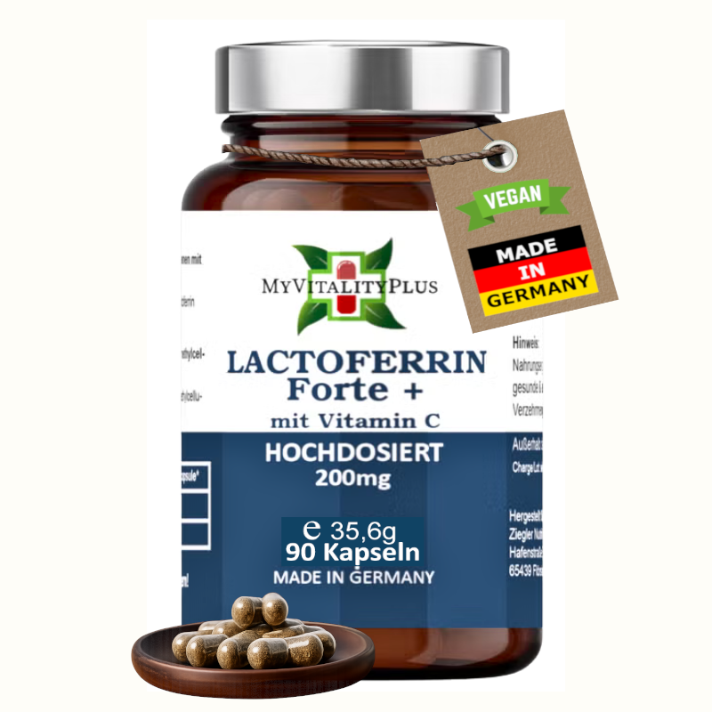 MyVitalityPlus Lactoferrin Forte+ | >97% reines natürliches Lactoferrin | 90 Kapseln