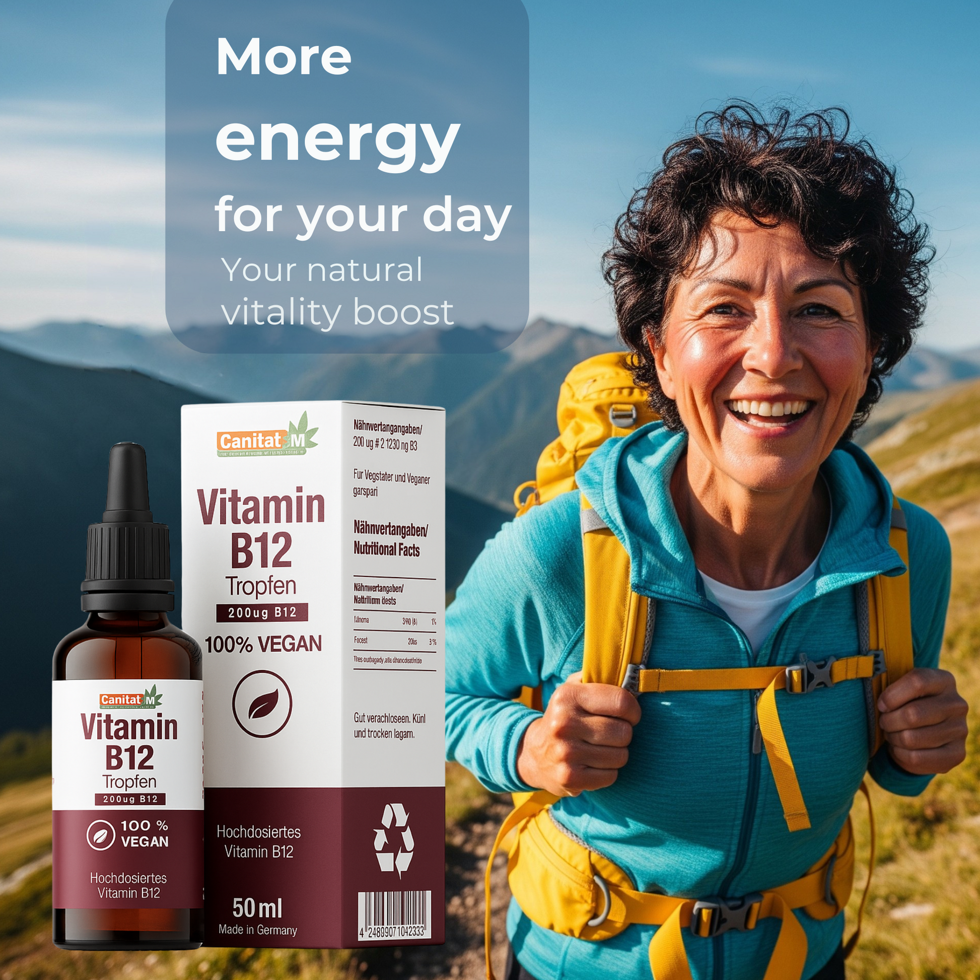 Vitamin B12 Tropfen – 50 ml | Hochdosiert, vegan & bioverfügbar| Canitat M®