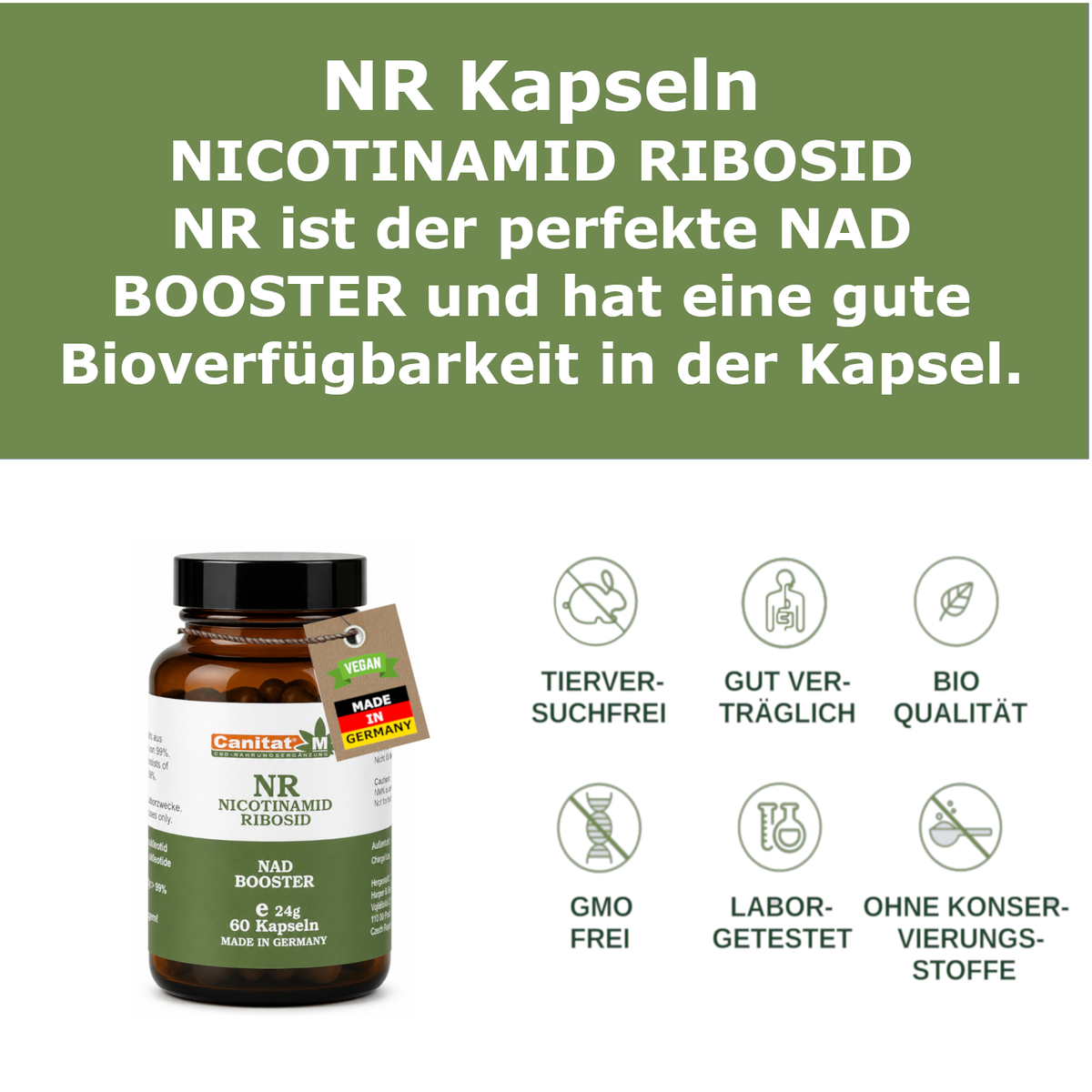 NAD+ | Nicotinamid-Ribosid | NR Kapseln | 250mg pro Kapsel | Canitat M