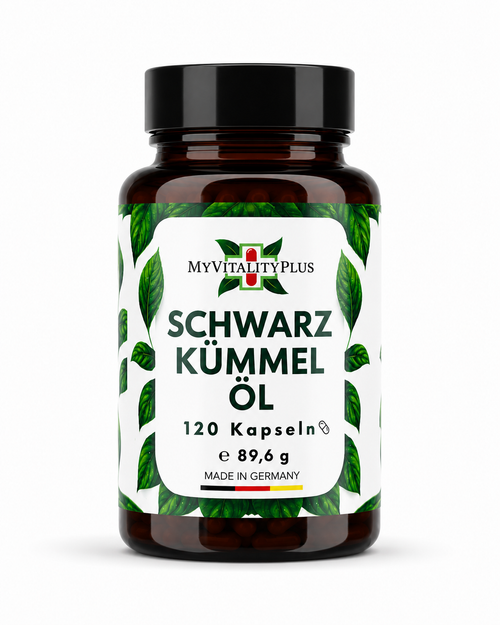 Ägyptisches Schwarzkümmelöl Kapseln | 120 Softgels | 500 mg pro Kapsel | Vegan | MyVitalityPlus
