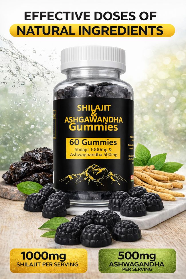 SHILAJIT + ASHWAGANDHA GUMMIES | 1000mg Shilajit + 500mg Ashwagandha Tagesdosis